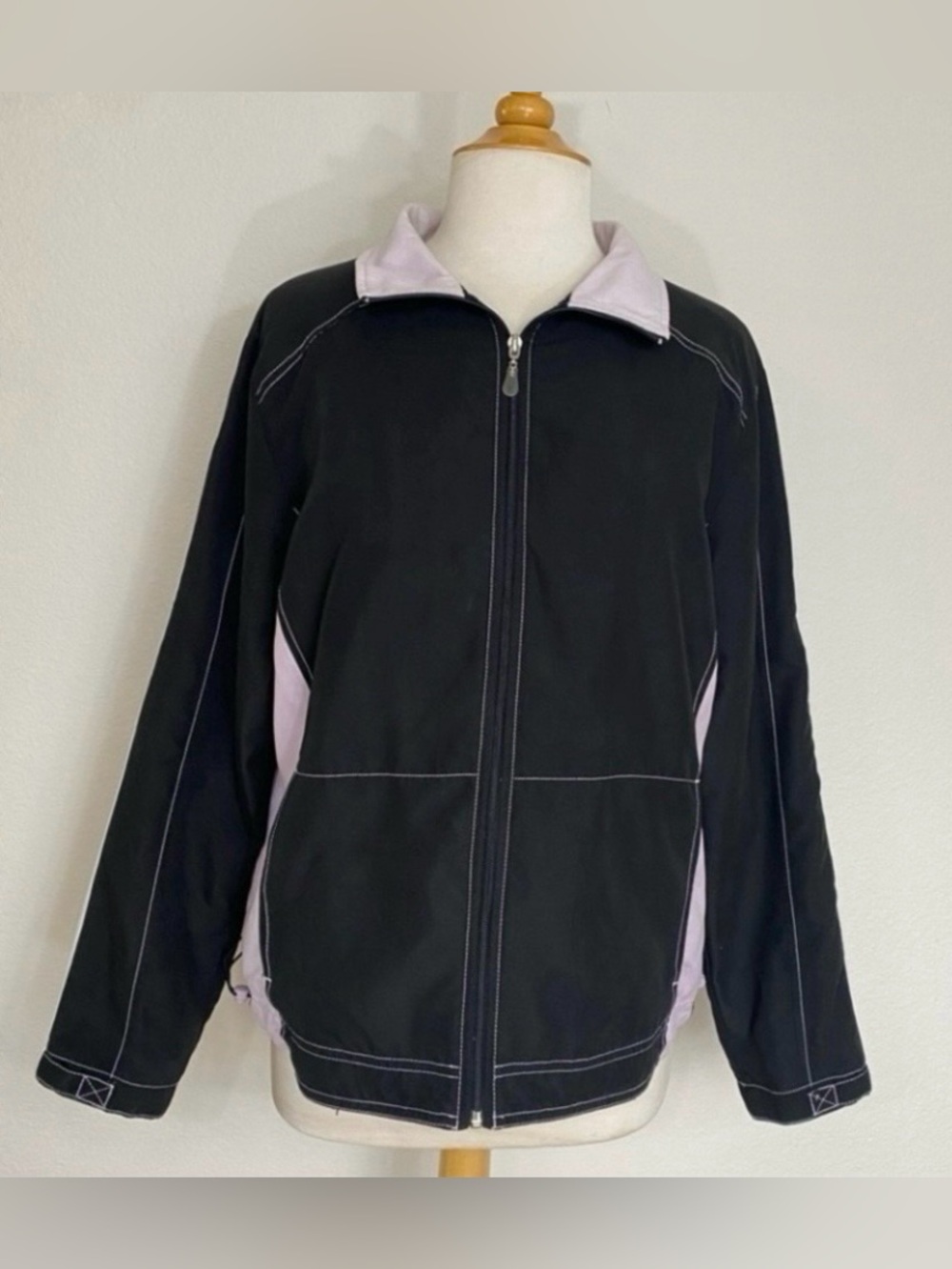 3/$25 GreenTea Women Black Lavender Zip Track Jacket XL Casual Streetwear Sporty